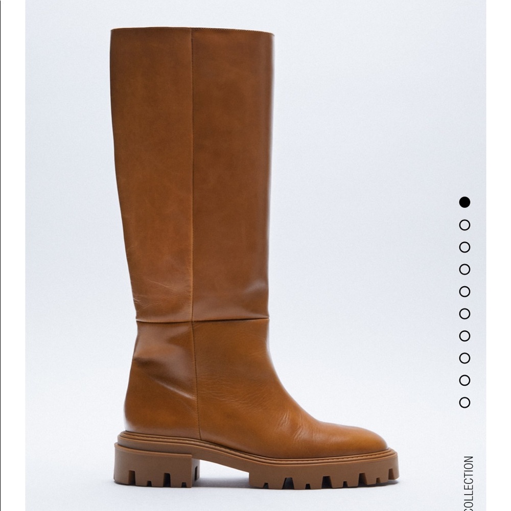Zara heeled leather thigh high boots alohas